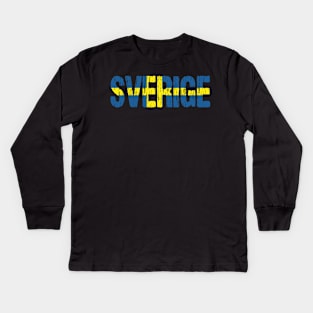 Sverige Sweden Flag Distressed Kids Long Sleeve T-Shirt